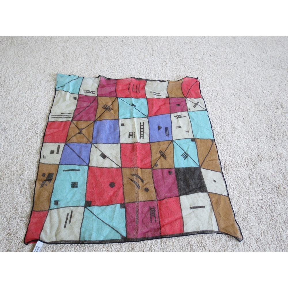 Wassily Kandinsky Silk Scarf Square 22" Modern Art Multicolor Geometric